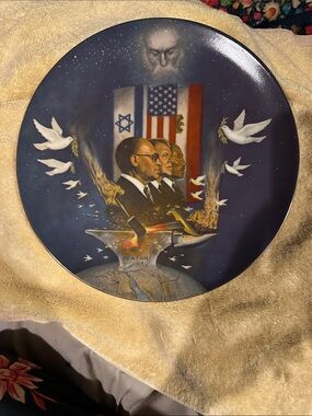 Collectible Decorative Plate in Navy Blue with Patriotic Motif